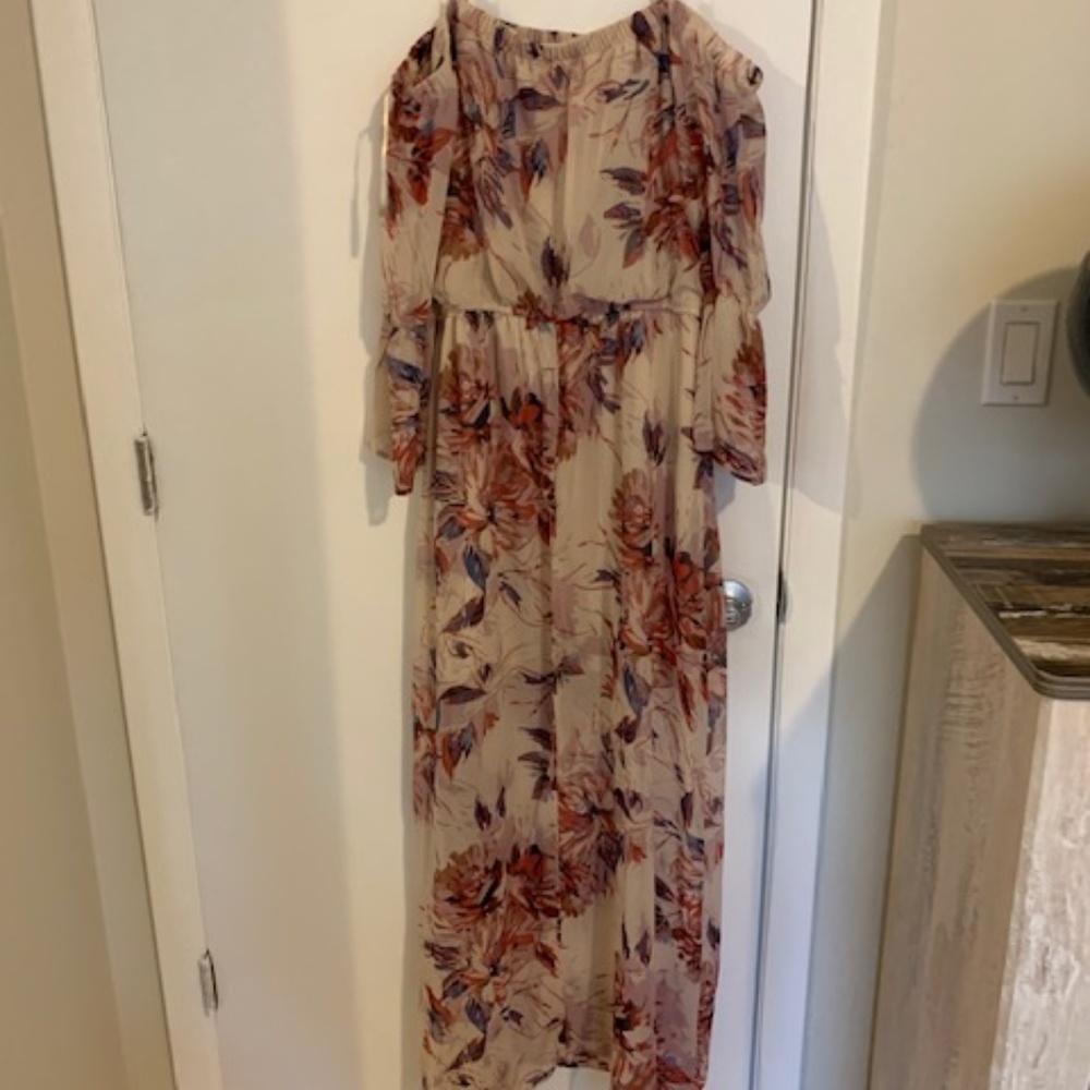 Floral Off Should Spaghetti Maxi Dress